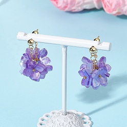 Фиолетовый Серьги-гвоздики с цветком из латуни и смолы, С 304 результатами из нержавеющей стали, золотые, фиолетовые, 28 мм