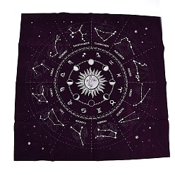 Индиго Квадратная полиэстеровая ткань для карт Таро со знаками зодиака, Алтарная ткань с изображением астрологических созвездий для гадания на картах Таро и колдовства., индиговые, 49.5x49.7x0.05 см
