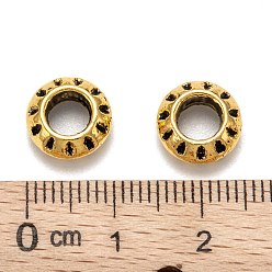 Antique Golden Tibetan Style Alloy European Beads, Large Hole Beads, Rondelle, Antique Golden, Lead Free & Cadmium Free & Nickel Free, 10x4mm, Hole: 5mm