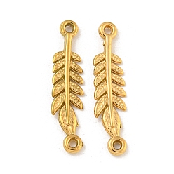 Настоящее золото 18K Ионное покрытие (ip) 304 подвески из нержавеющей стали, листовая ссылка, реальный 18 k позолоченный, 21.5x5x1.5 мм, отверстие : 1 мм