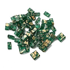 Зеленый 2 Прозрачный стеклянный бисер, , прямоугольные, зелёные, 5x2.5x2 мм, отверстие : 0.7 мм