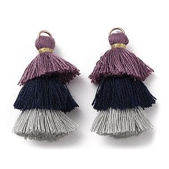Old Rose Polycotton Tassel Pendant Decorations, with Iron Loops, Old Rose, 34~45x4~5mm, Hole: 3mm