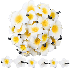 Yellow 30Pcs 3 Styles Foam Artificial Frangipani Flower Aligator Hair Clips, Yellow, 58x40~60mm, 10pcs/style