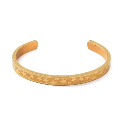 Золотой Ионное покрытие (IP) 304 браслеты-манжеты со звездами из нержавеющей стали, золотые, внутренний диаметр: 2-1/4 дюйм (5.8 см)