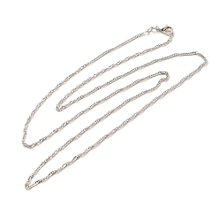 Платина 1.5мм стойка покрытие латунь сингапур цепи ожерелья для женщин мужчин, без кадмия и без свинца, сплав застежка, долговечный, платина, 23.62 дюйм (60 см)
