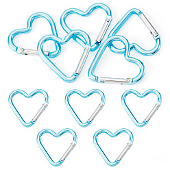 Небесно-голубой 5пружинные кольца из цинкового сплава, сердце, голубой, 43.2x42 мм