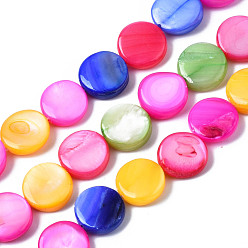(52) Непрозрачная лаванда Естественных пресноводных оболочки бисер нитей, окрашенные, плоско-круглые, разноцветные, 10x3~4 мм, отверстие : 0.8 мм, около 38 шт / нитка, 15.16 дюйм (38.5 см)
