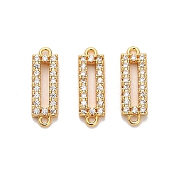 Настоящее золото 18K Латунные подвески-соединители с микропаве из прозрачного кубического циркония, ионное покрытие (ip), реальный 18 k позолоченный, 12.5x4.5x1.5 мм, отверстие : 0.8 мм