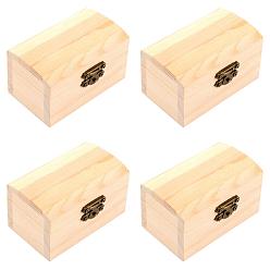 Фора 4шт. прямоугольная деревянная коробка с откидной крышкой, с металлическими застежками, для ожерелья, серьги шкатулки, оранжевые, 8.9x5.5x5 см, 4 шт