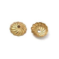 Настоящее золото 18K 304 из нержавеющей стали шарик крышки, ионное покрытие (ip), стойки покрытие, цветок, реальный 18 k позолоченный, 7x1.8 мм, отверстие : 1 мм