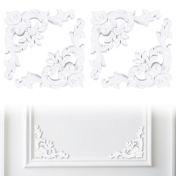 White PU Ornate Wall Decorations, Decorative 3D Scrollwork Panel for Living Rooms & Bedrooms, White, 183x183x35mm