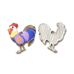 Фиолетовый Панданы из сплава эмали, без свинца и без кадмия, платина, петушиный шарм, фиолетовые, 23x19.5x2 мм, отверстие : 1.6 мм