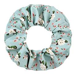 Бледно-бирюзовый Тканевые резинки для волос для женщин и девочек, цветок, бледные бирюзовая, 110 мм