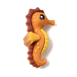 Sea Horse Силиконовые бусины на морскую тематику, фокусные бусы, оранжевые, морской конек, 38x15x20 мм, отверстие : 2 мм