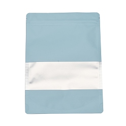 Светло-Голубой Цветная печать из алюминиевой фольги с открытым верхом на молнии, мешки для хранения продуктов, закрывающиеся пакеты, для хранения упаковки с надрезом, прямоугольные, Небесно-голубой, 23x16x0.2 см, внутренней меры: 14.5 см, окно: 16x6 см, односторонняя толщина: 4.7 мил(0.12мм)