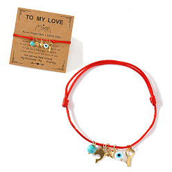 Золотой Регулируемый браслет из нержавеющей стали с подвеской в виде золотого дельфина в форме сердца и бирюзовой подвеской, золотые, внутренний диаметр: 11 дюйм (28 см)