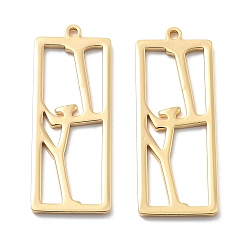 Rectangle Латунные подвески, реальный 18 k позолоченный, долговечный, прямоугольные, 28x10.5x1 мм, отверстие : 1.2 мм