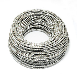 Серебро Кожаный плетеный шнур, серебряные, 3 мм, около 54.68 ярдов (50 м) / пачка