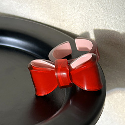 Красный Открытые манжеты-кольца из смолы с бантом для женщин, красные, внутренний диаметр: 17 мм