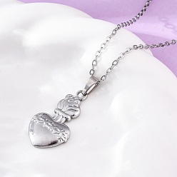 Нержавеющая Сталь Цвет Огненный шип священное сердце иисуса 304 ожерелья с подвесками из нержавеющей стали, цвет нержавеющей стали, 17.91 дюйм (45.5 см)