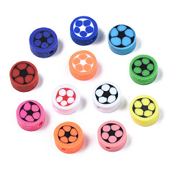 (52) Непрозрачная лаванда Бусины из полимерной глины , для поделок ювелирных изделий, плоско-круглые, разноцветные, 9.5x4.5 мм, отверстие : 1.8 мм