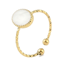 Настоящее золото 18K Ионное покрытие (ip) 304 овальные манжетные кольца из эмали из нержавеющей стали, открытые кольца для женщин, реальный 18 k позолоченный, регулируемый