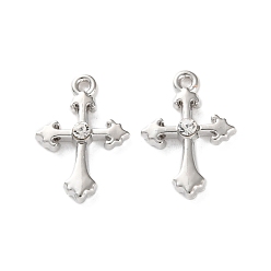 Платина Стойка покрытие сплав горный хрусталь и подвески, крест прелести, платина, 18x12x3 мм, отверстие : 1.2 мм