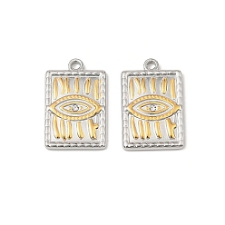 Золотой & Цвет Нержавеющей Стали 304 из нержавеющей стали горный хрусталь подвески, Прямоугольник с глаз, без свинца и без кадмия, золотые и нержавеющая сталь цвет, 21.5x13.5x2 мм, отверстие : 1.6 мм
