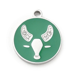 Taureau Douze constellations 304 pendentifs en acier inoxydable émaillé, avec strass, couleur inox, charmes du Taureau, 17x15x1.8mm, Trou: 1.8mm