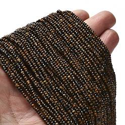 Тигровый глаз Природных тигровый глаз бисер нитей, граненые, рондель, 2~2.5x1~1.5 мм, отверстие : 0.5 мм, около 238 шт / нитка, 15.16'' (38.5 см)