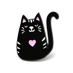 Черный Булавки с кошачьей эмалью, булавки для лацканов из сплава для одежды рюкзака, чёрные, 24x23 мм