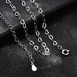 Платина 925 ожерелья из стерлингового серебра в форме сердца для женщин, родий, с печатью 925, платина, 14.06 дюйм (35.7 см) в длину + 60 удлинитель мм