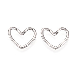 Нержавеющая Сталь Цвет 304 нержавеющей стали связывающий кольца, сердце, не тускнеет, цвет нержавеющей стали, 15x17x3 мм, внутренний диаметр: 7.5x14 мм