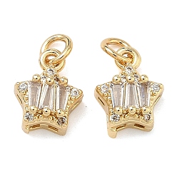 Настоящее золото 18K Латунные микро проложить кубического циркония подвески, звезды прелести, без свинца и без кадмия, стойки покрытие, долговечный, реальный 18 k позолоченный, 9x7.5x4.5 мм, Перейти кольцо: 4x0.8 мм, внутренний диаметр: 2.5 мм