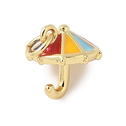 Разноцветный Латунь эмаль прелести, зонт шарм, с целью перехода в кольце, без свинца и без кадмия, долговечный, стойки покрытие, реальный 18 k позолоченный, красочный, 11.5x11.5 мм, отверстие : 3.4 мм