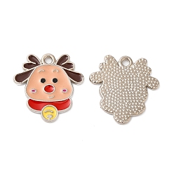 Олень Рождественские эмали сплава подвески, платина, олень, 18.5x18x1 мм, отверстие : 1.6 мм