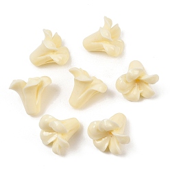 Light Yellow Dyed Synthetic Coral Carved Beads, Flower, Light Yellow, 14.5x17.5x17.5mm, Hole: 1.4mm