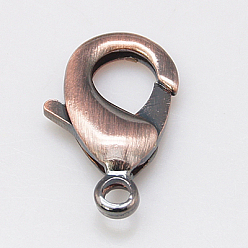 Brushed Red Copper Карабин-лобстеры, латунные, застежки на спусковой крючок, без свинца и без кадмия, щеткой красная медь, 23x13x4 мм
