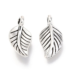 Античное Серебро Сплавочные подвески тибетского стиля, лист, без кадмия, без никеля и без свинца, античное серебро, 14x7x2.5 мм, отверстие : 1.5 мм