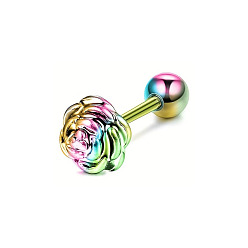 Rainbow Color Роза 316l хирургические серьги из нержавеющей стали для хряща для женщин и мужчин, Радуга цветов, 14 мм, штифты : 1.6 мм