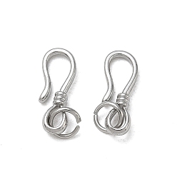 Stainless Steel Color 304 Stainless Steel S-Hook Clasps, Stainless Steel Color, 12x4.5x2mm, Hole: 3mm