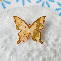 Темно-Золотистый Прозрачные акриловые подвески-бабочки, темные золотарник, 40x34 мм