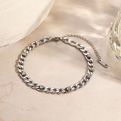 Нержавеющая Сталь Цвет 304 Браслеты из нержавеющей стали с цепочкой из страз для женщин, цвет нержавеющей стали, 7.60 дюйм (19.3 см)