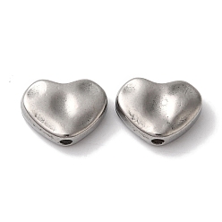 Нержавеющая Сталь Цвет Не тускнеет 304 бусины из нержавеющей стали, сердце, цвет нержавеющей стали, 12x10x6 мм, отверстие : 1.6 мм
