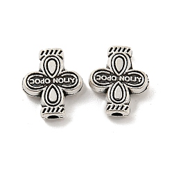 Античное Серебро Сплавочные овальные бусины тибетского стиля , без кадмия и без свинца, крестик, античное серебро, 12x10x3 мм, отверстие : 1.8 мм, Около 990 шт / 1000 г