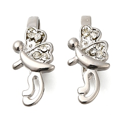 Платина Вакуумное покрытие PVD и долговечная латунь с покрытием и держателями из стразов, Без кадмия, без никеля и свинца, бабочка, платина, 21.5x9 мм, штифты : 1 мм