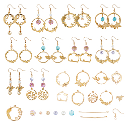 Golden DIY Dangle Earring Making Kits, Including Alloy Pendants, Brass Links Connectors & Earring Hooks, Zinc Alloy Links, Freshwater Shell & Glass Pearl Beads, Golden
