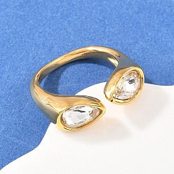 Прозрачный 304 нержавеющая сталь со стеклянной манжетой и открытыми кольцами, золотые, ионное покрытие (ip), прозрачные, 7.5 мм, внутренний диаметр: 17 мм