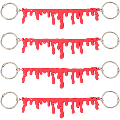 Красный 4 шт. украшения на Хэллоуин из ПВХ в виде капель крови на обуви с железными кольцами, платина, красные, 8.35 дюйм (21.2 см)