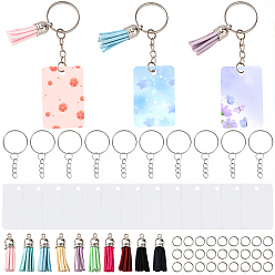 Rectangle Наборы для самостоятельного изготовления брелока-подвески из алюминия с двусторонней термопередачей, включают в себя кисточки из искусственной замши и железные брелоки, прямоугольные, 45x30x1 мм, отверстие : 4 мм